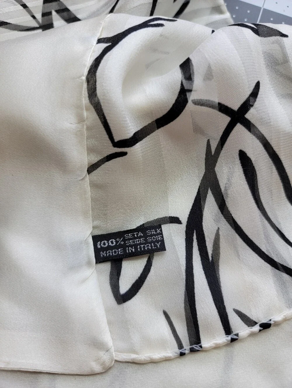 Gorgeous Black & White Abstract Silk Scarf